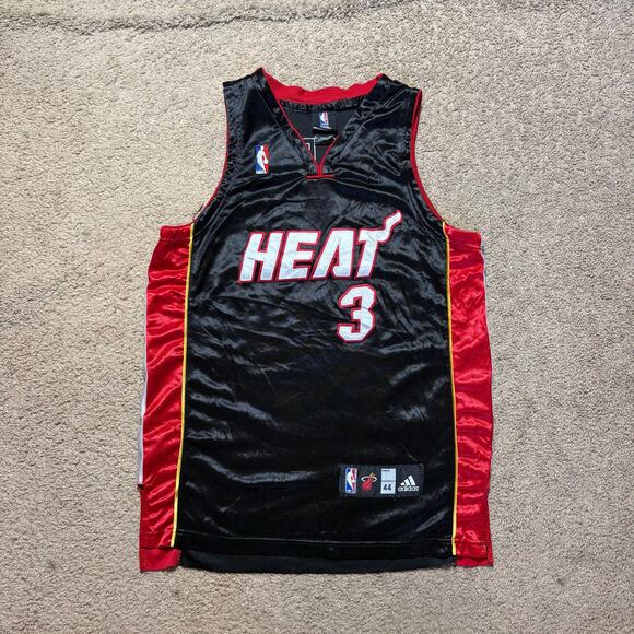 Vintage adidas DWYANE WADE Black MIAMI HEAT Mens Adidas NBA JERSEY Sz S - Picture 1 of 7